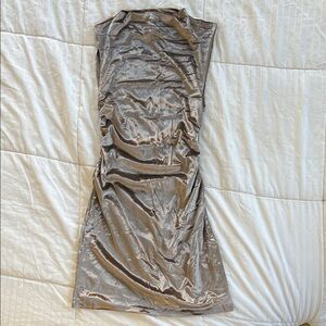 Wayf Shimmering Tan Mini Dress